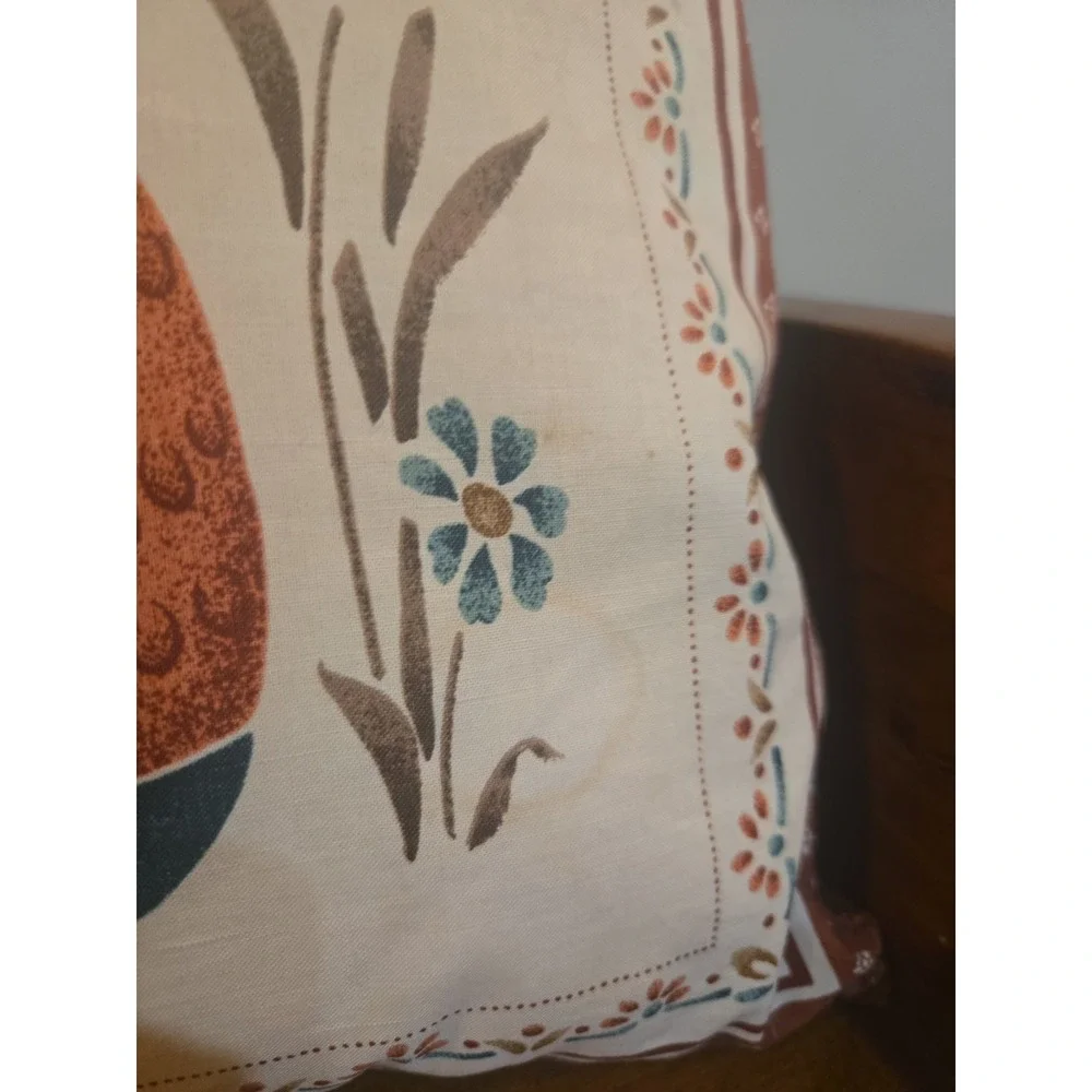Vintage Kitschy Stencil Cat Pillow Square Ditsy 90s Colors Butterfly
